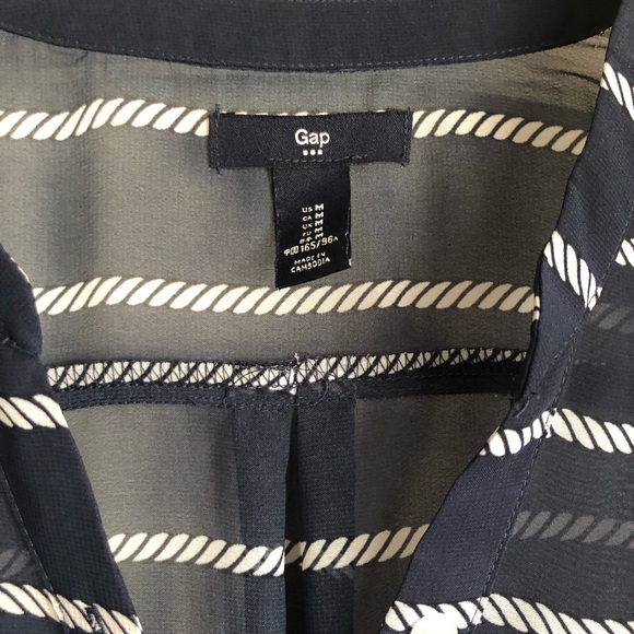 Gap navy with beige stripe tunic with bottom tie - Picture 2 of 5
